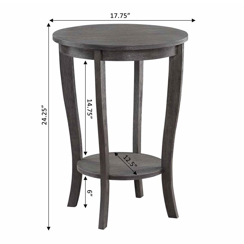 Convenience Concepts American Heritage Round End Table in Gray Wood Finish