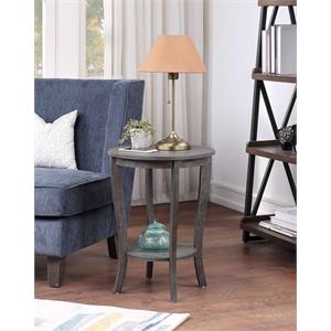convenience concepts american heritage round end table in gray wood finish