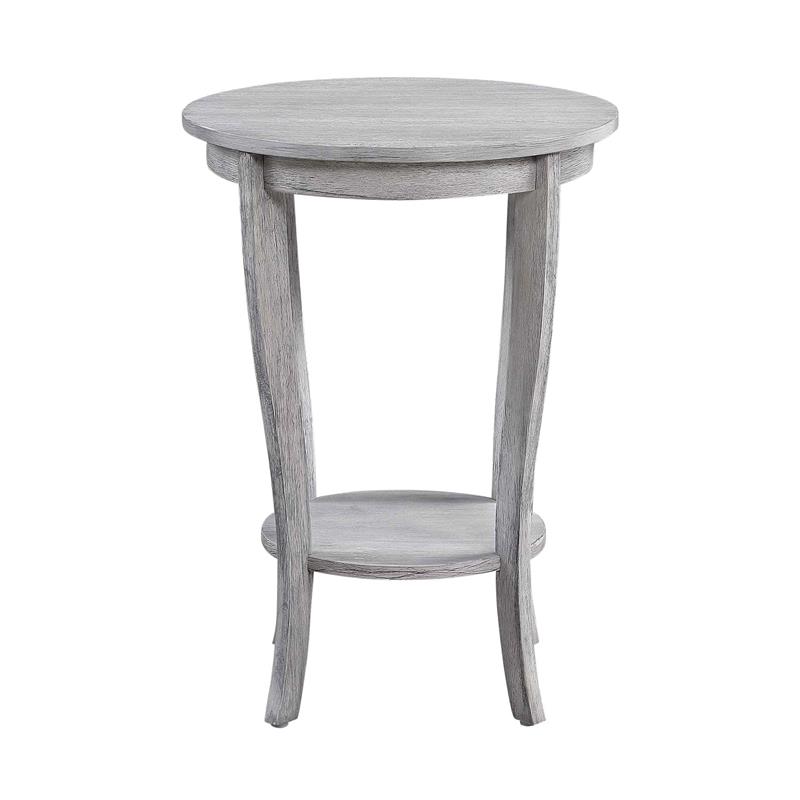 American Heritage Round End Table in Weathered White Wood Finish