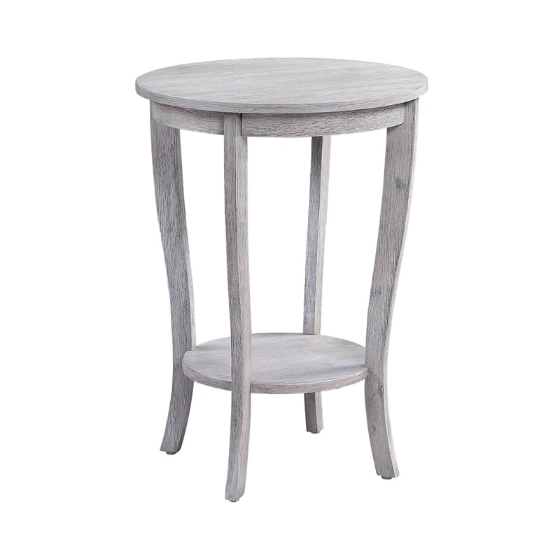 American Heritage Round End Table in Weathered White Wood Finish
