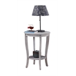 American Heritage Round End Table in Weathered White Wood Finish