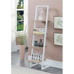 Convenience Concepts Designs2Go Four-Tier Ladder Bookshelf in White Metal Frame