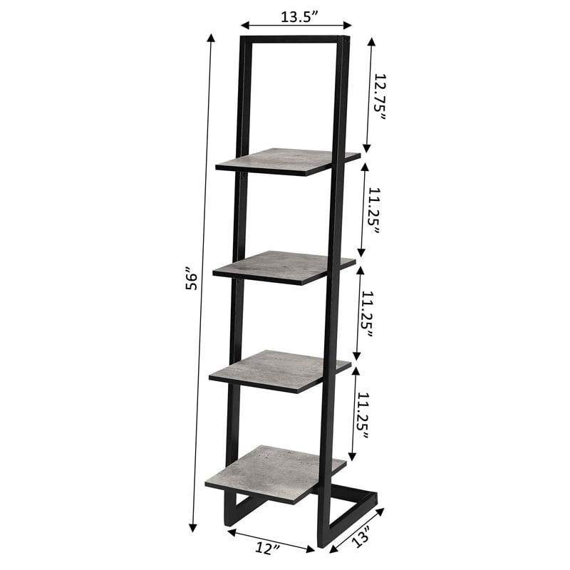 Convenience Concepts Designs2Go Four-Tier Ladder Bookshelf in Espresso Metal