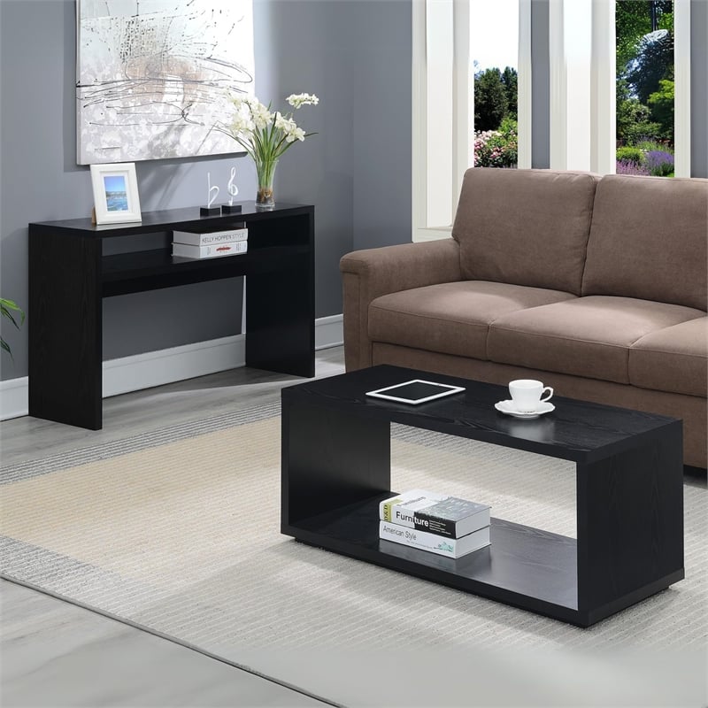 Convenience Concepts Northfield Deluxe Console Table in Black Wood Finish