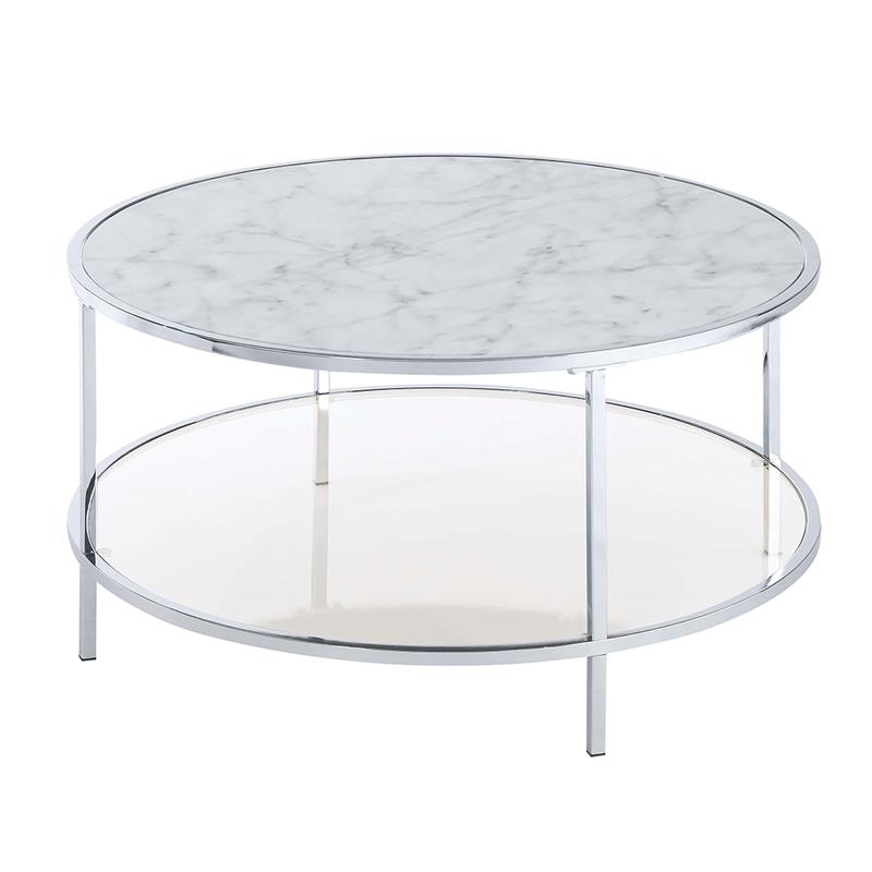 Convenience Concepts Gold Coast Carrara Round Coffee Table In White Faux Marble 134682wm - Round Coffee Table Gold Coast Convenience Concepts Gold Coast Carrara Round Coffee Table In White Faux Marble 134682wm - Round Coffee Table Gold Coast