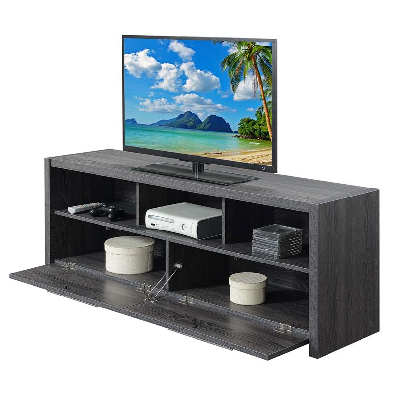 Newport Marbella 60-inch TV Stand with Cabinets and Shelves in Gray Wood Finish