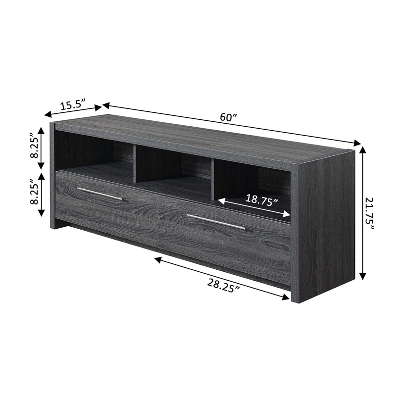 Newport Marbella 60-inch TV Stand with Cabinets and Shelves in Gray Wood Finish