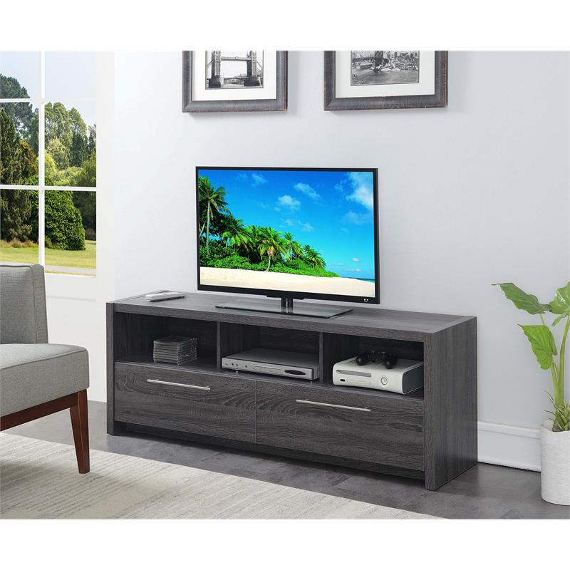 Newport Marbella 60-inch TV Stand with Cabinets and Shelves in Gray Wood Finish