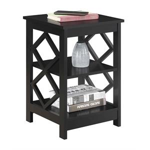 Convenience Concepts Diamond Square End Table in Black Wood Finish