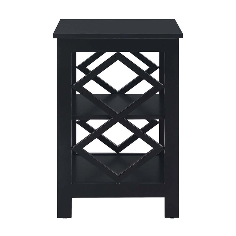 Convenience Concepts Diamond Square End Table in Black Wood Finish