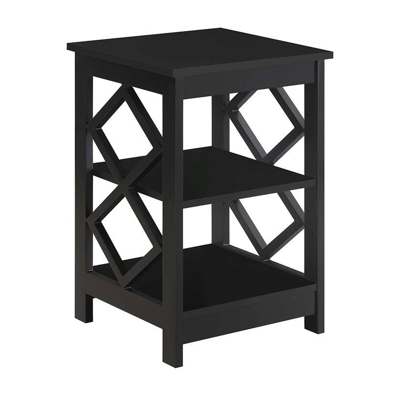 Convenience Concepts Diamond Square End Table in Black Wood Finish