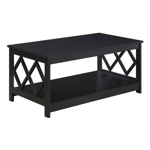 Convenience Concepts Diamond Wood Coffee Table in Black Wood Finish