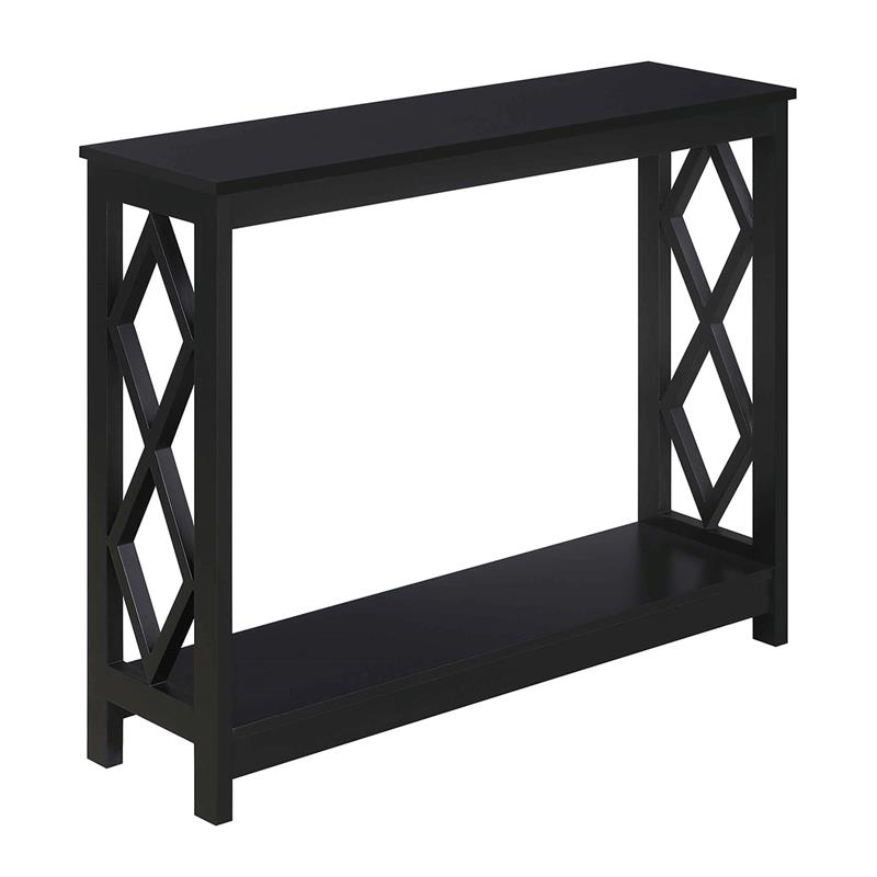 Convenience Concepts Diamond Console Table in Black Wood Finish