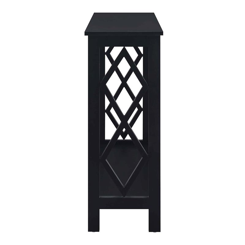 Convenience Concepts Diamond Console Table in Black Wood Finish