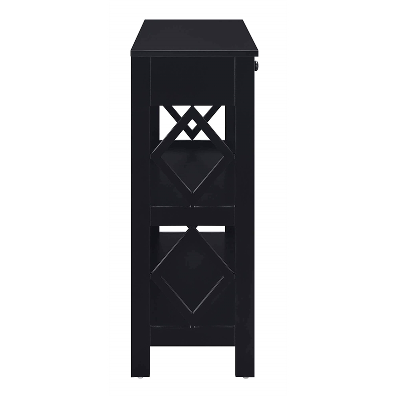 Convenience Concepts Diamond One-Drawer Console Table in Black Wood Finish
