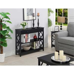 convenience concepts diamond one-drawer console table in black wood finish