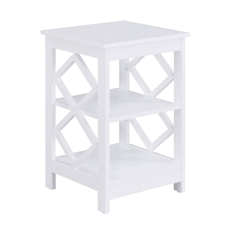 Convenience Concepts Diamond Square End Table in White Wood Finish