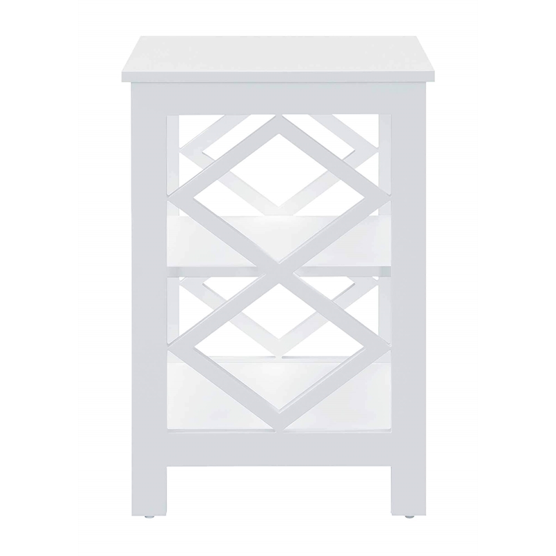 Convenience Concepts Diamond Square End Table in White Wood Finish