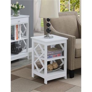 convenience concepts diamond square end table in white wood finish