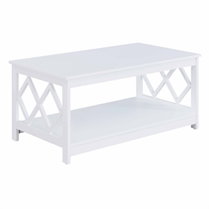 Convenience Concepts Diamond Rectangular Coffee Table in White Wood Finish
