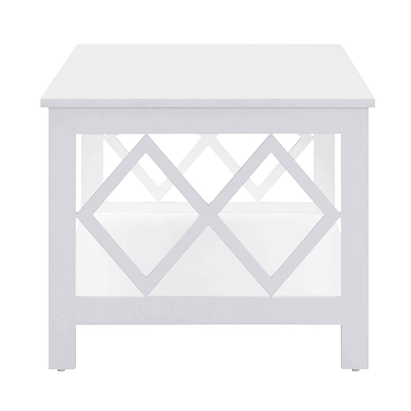Convenience Concepts Diamond Rectangular Coffee Table in White Wood Finish