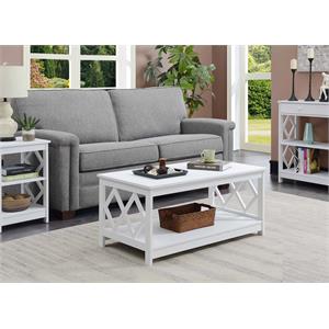 convenience concepts diamond rectangular coffee table in white wood finish