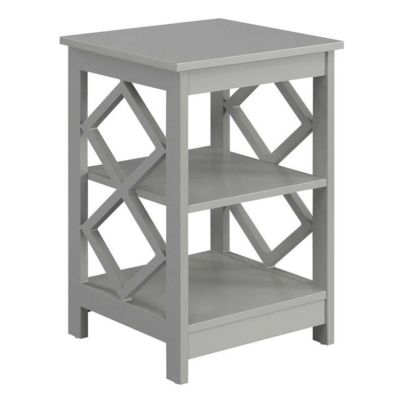 Convenience Concepts Diamond Square End Table in Gray Wood Finish