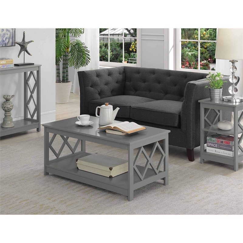 Convenience Concepts Diamond Coffee Table in Gray Wood Finish