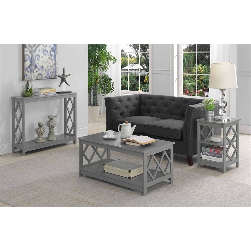 Convenience Concepts Diamond Coffee Table in Gray Wood Finish