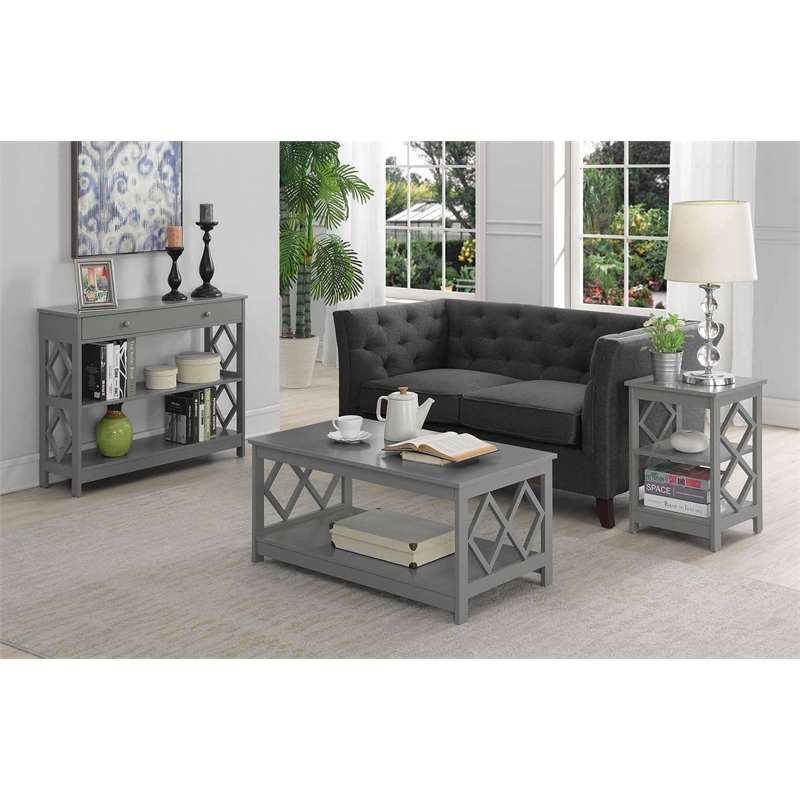 Convenience Concepts Diamond Coffee Table in Gray Wood Finish