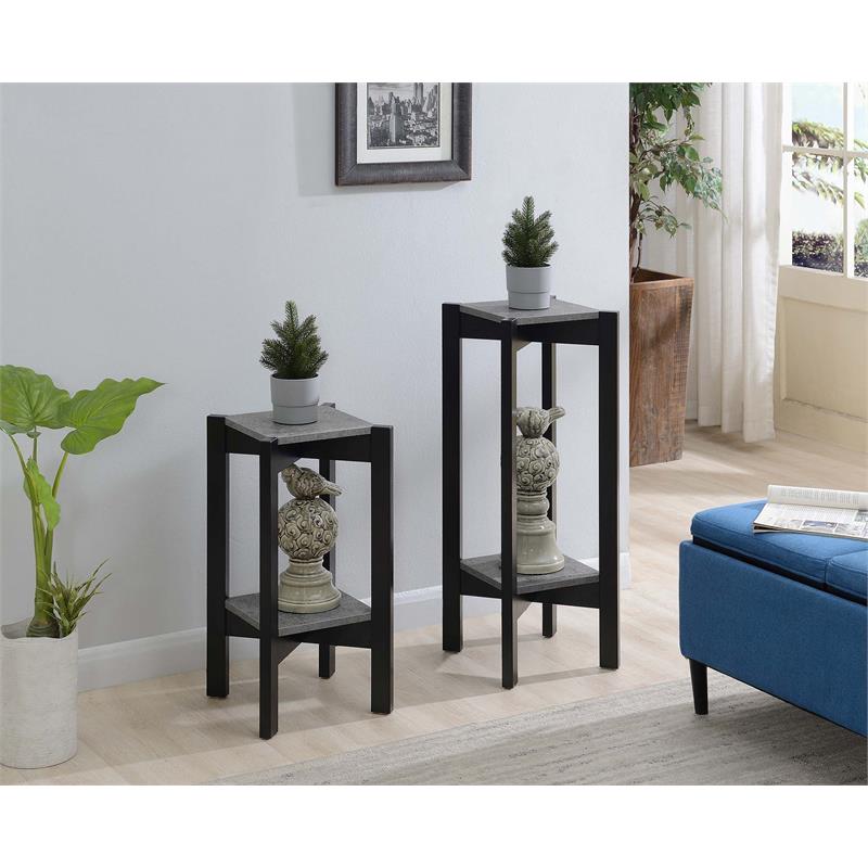 Convenience Concepts Planters & Potts Deluxe Square Plant Stand in Gray Wood