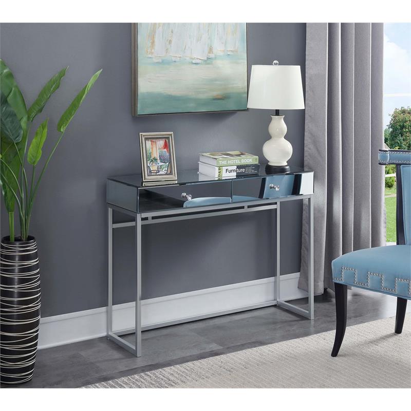 grey glass console table