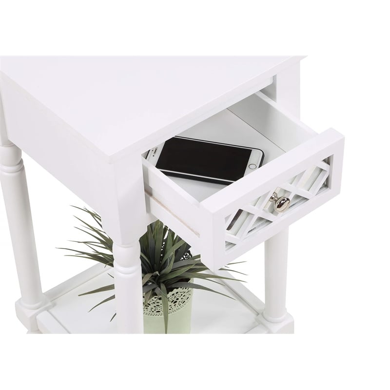 Convenience Concepts French Country Khloe Deluxe Accent Table in White Wood