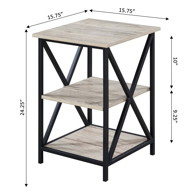 Convenience Concepts Tucson Three-Tier End Table in Driftwood Finish