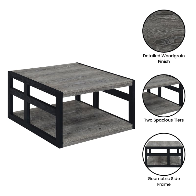 Convenience Concepts Monterey Square Coffee Table in Gray Wood Finish