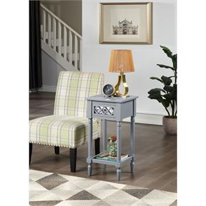 french country khloe deluxe accent table in smooth gray wood finish