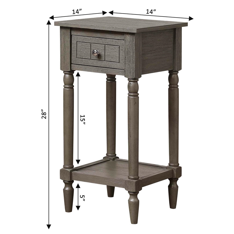 French Country Khloe Accent Table in Grainy Gray Wood Finish