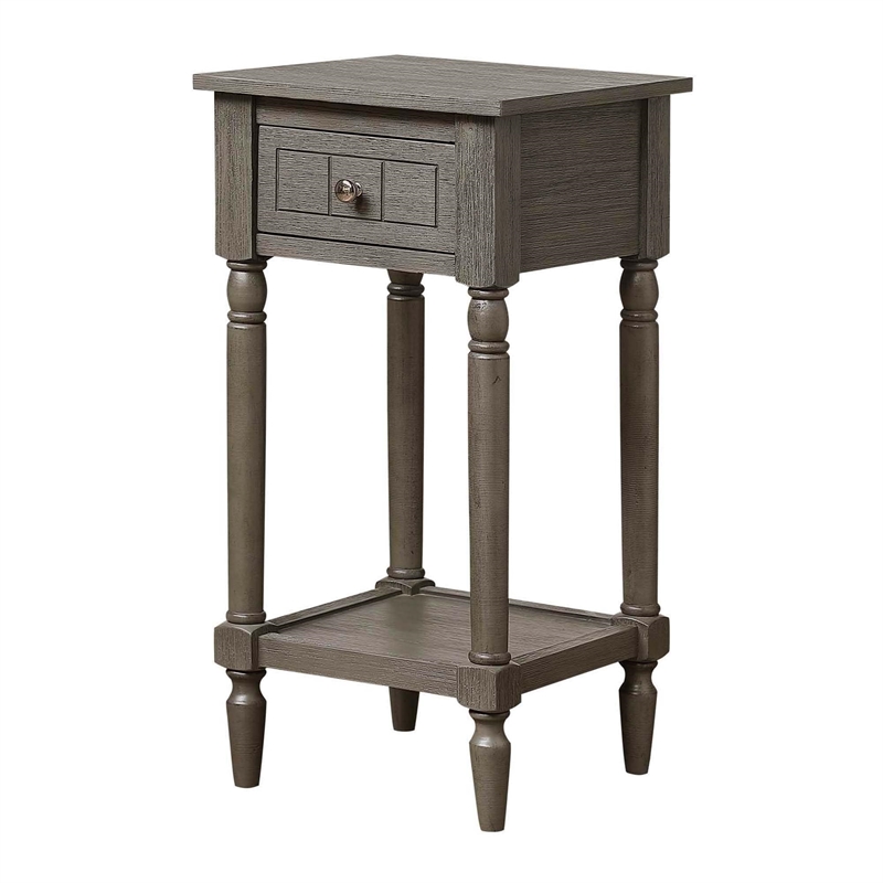 French Country Khloe Accent Table in Grainy Gray Wood Finish