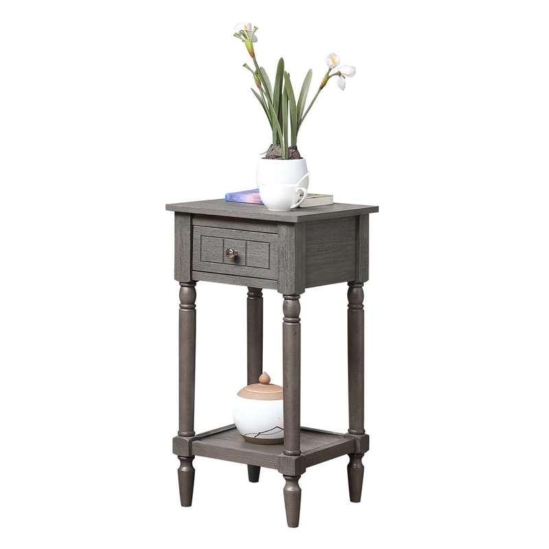 French Country Khloe Accent Table in Grainy Gray Wood Finish
