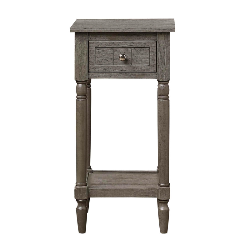 French Country Khloe Accent Table in Grainy Gray Wood Finish