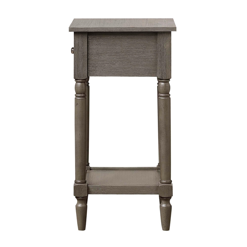 French Country Khloe Accent Table in Grainy Gray Wood Finish