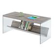Convenience Concepts Soho Coffee Table in Driftwood Finish and Glass Sides