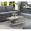 Convenience Concepts Soho Coffee Table in Driftwood Finish and Glass Sides