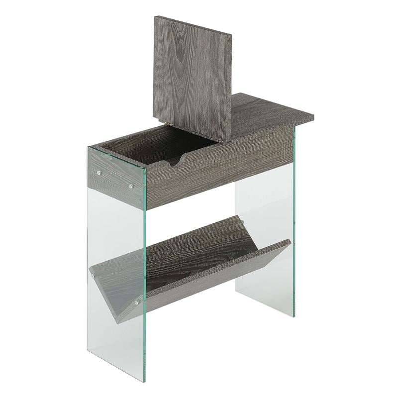 Convenience Concepts SoHo Electric Flip Top End Table in Gray Wood Finish