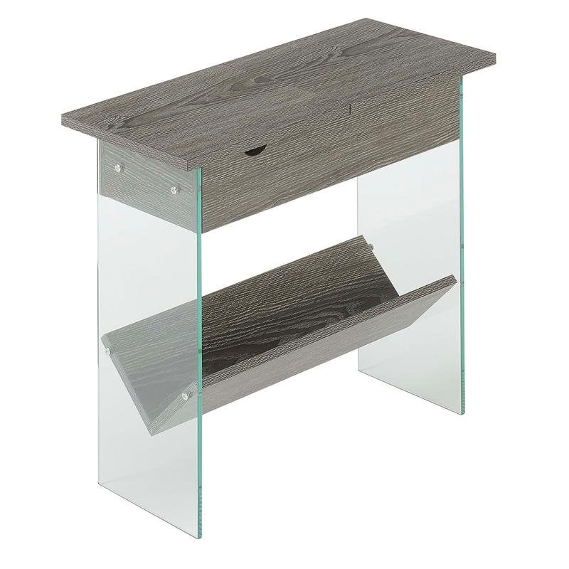 Convenience Concepts SoHo Electric Flip Top End Table in Gray Wood Finish