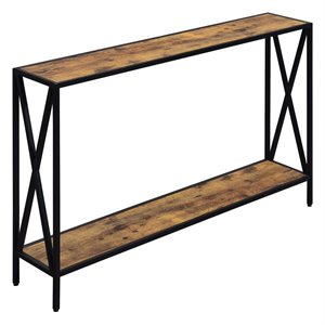 convenience concepts tucson black metal console table in multi-color wood finish