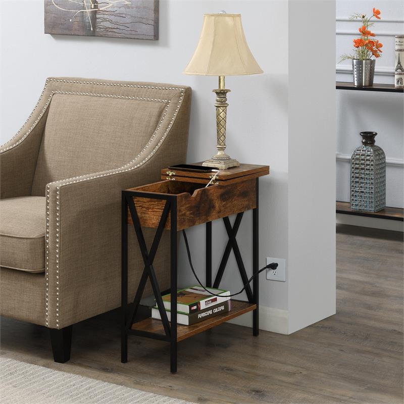 Convenience Concepts Tucson Electric Flip Top Table in Multi-Color Wood Finish