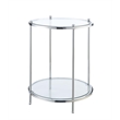 Royal Crest Two Tier Round Gold Metal End Table With Clear Glass