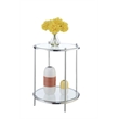 Royal Crest Two Tier Round Gold Metal End Table With Clear Glass