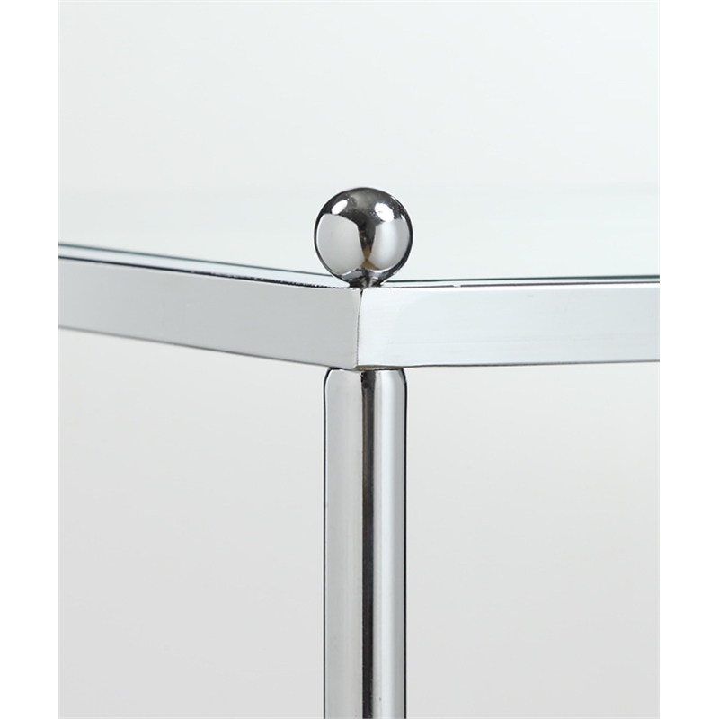 Royal Crest Two Tier Round Gold Metal End Table With Clear Glass